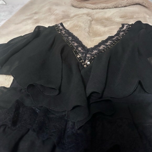 Free people capelet tiered mini dress in black 2 - Picture 7 of 8